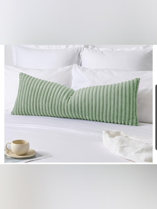 Kevin textile Other - Sage Green Ribbed Plush Lumbar  Pillow Cover- Size 14x36